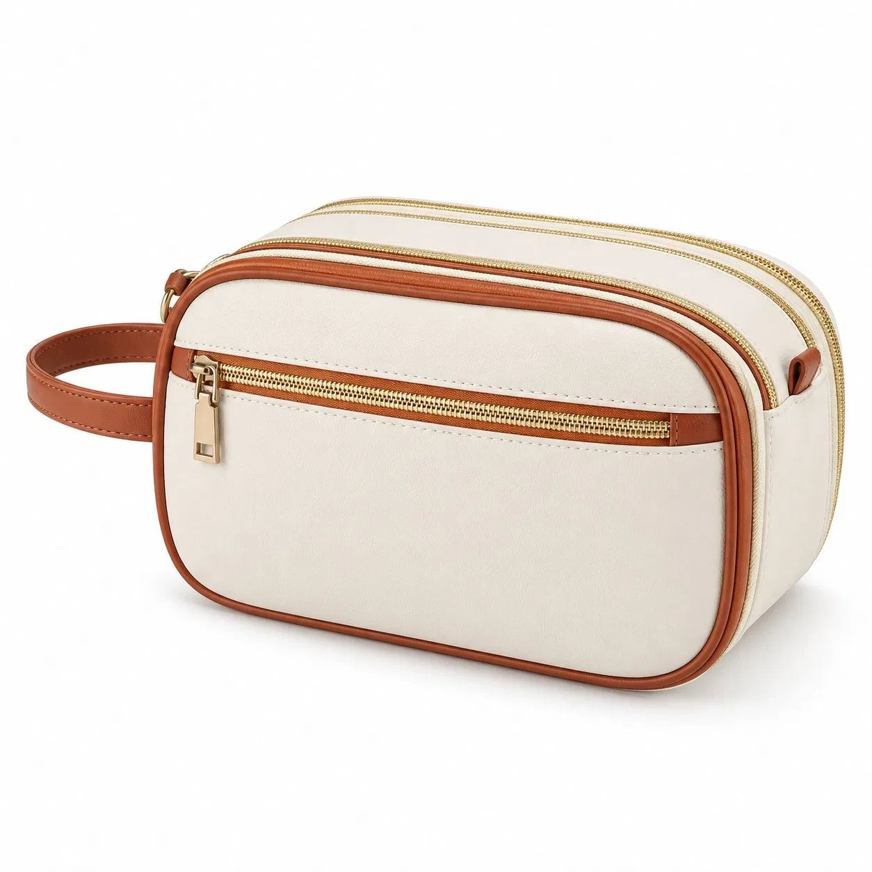 PU Travel Toiletry Makeup Organizer Bag with Soft Handle and Custom Logo