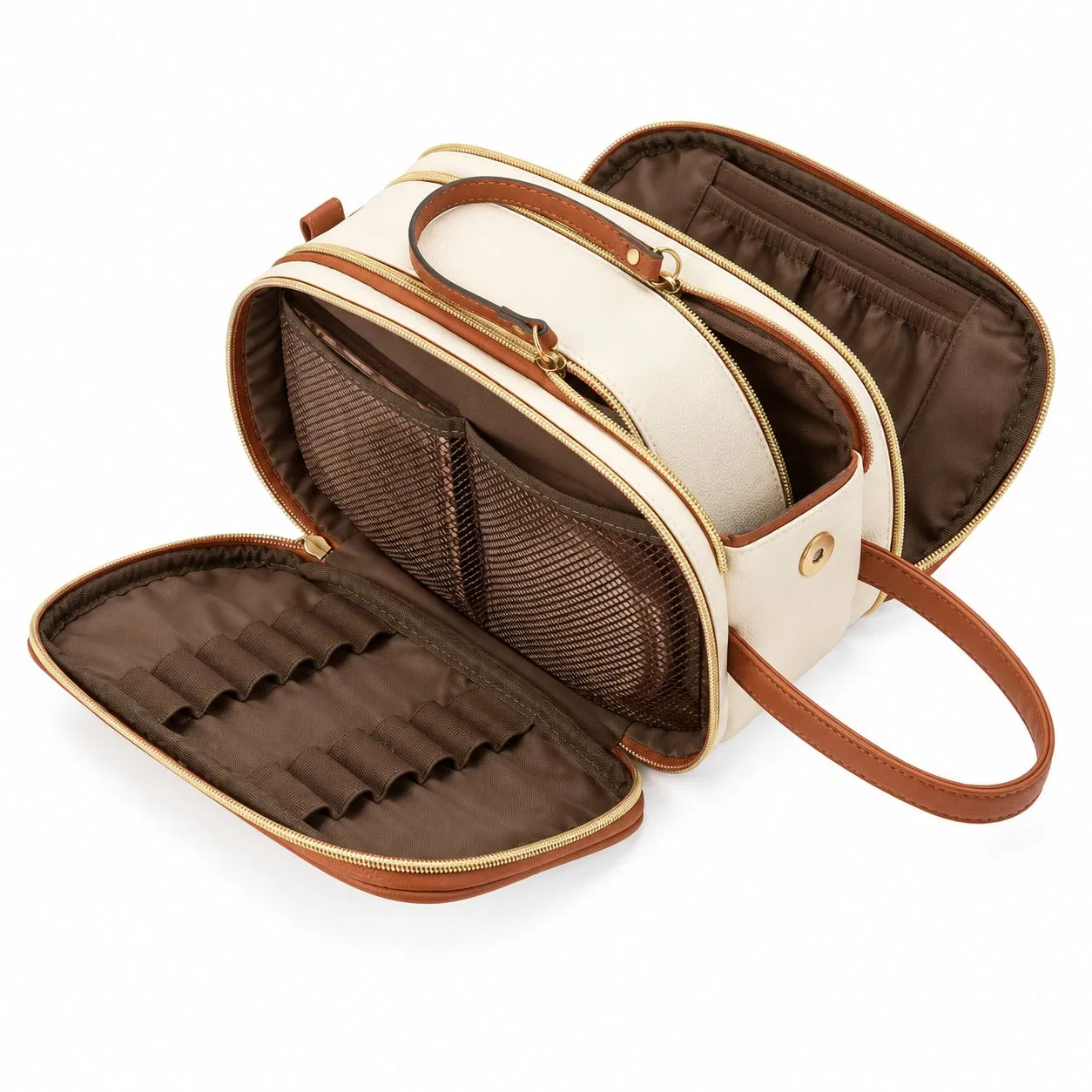 PU Travel Toiletry Makeup Organizer Bag with Soft Handle and Custom Logo