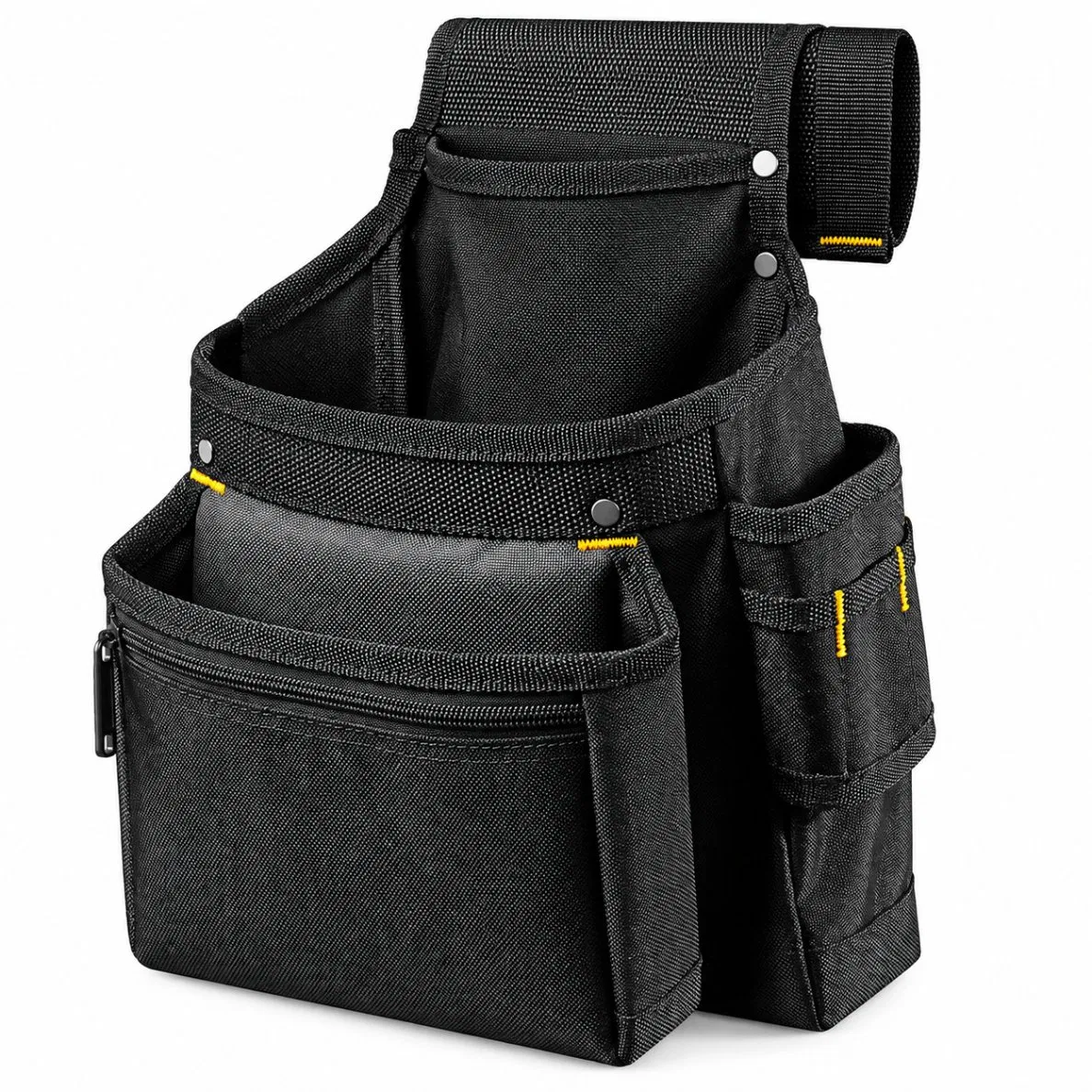 Multi Pocket Electrician Tool Belt Bag with Suspenders and Zipper Closure
