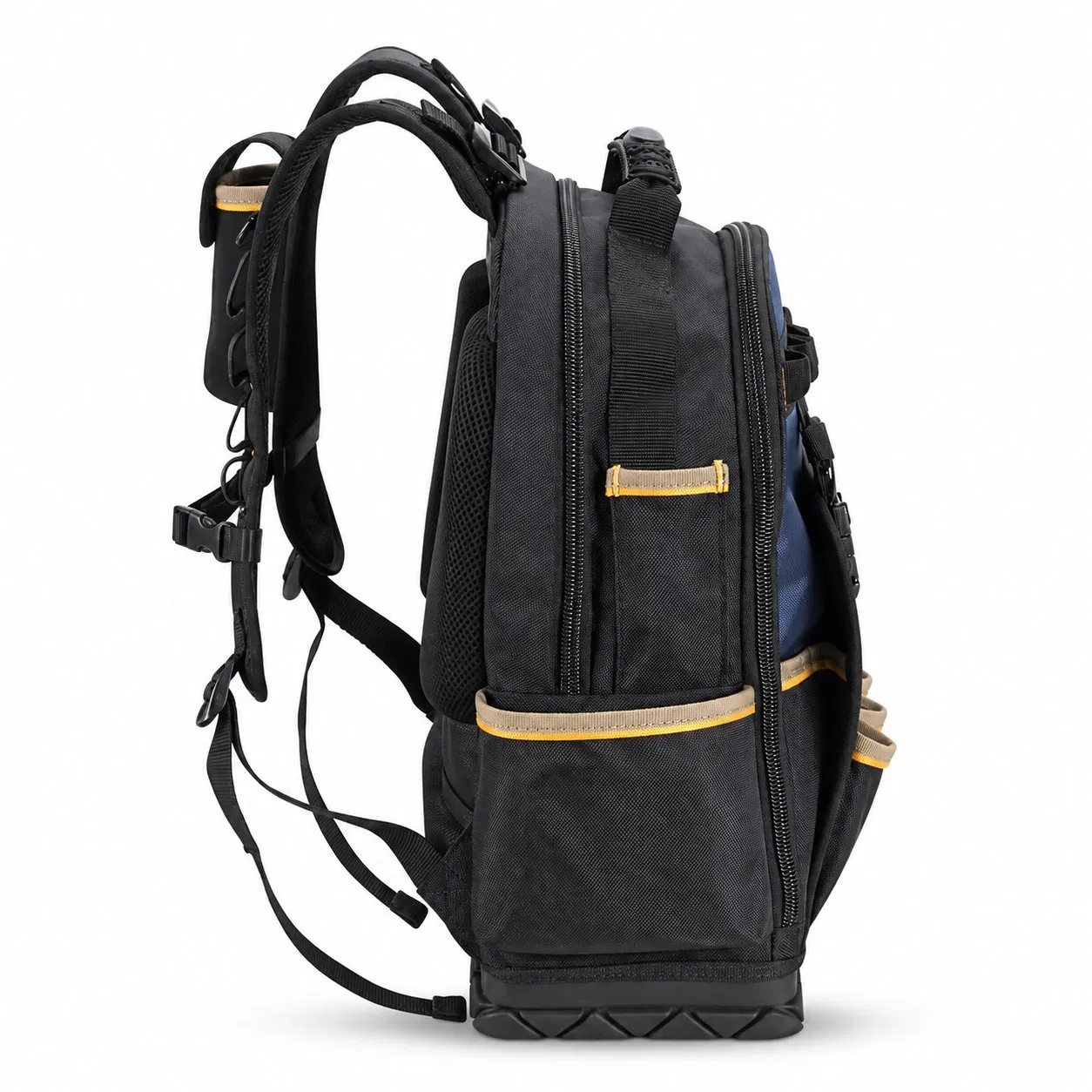 Molded Base Electrician Tool Backpack with Multiple Compartments and Custom Logo