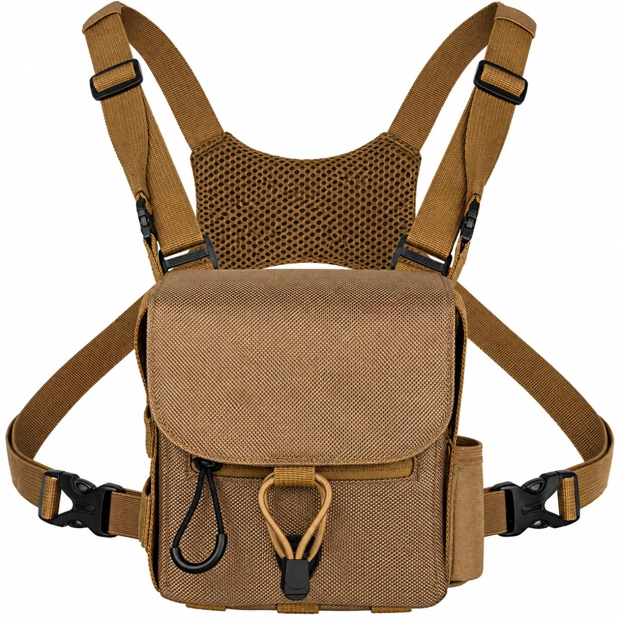 Nylon Binocular Storage Chest Bag with Adjustable Straps and Zipper Closure