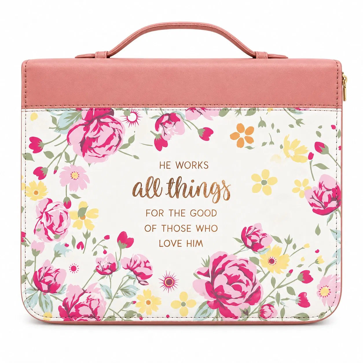 Floral Bible Book Protective Cover Case with Zipper Closure and Custom Logo