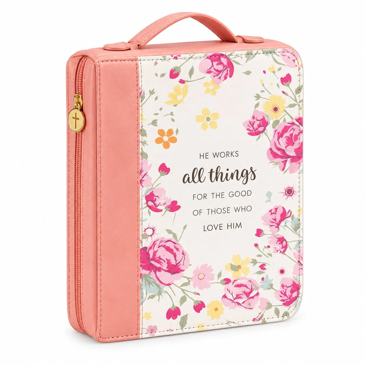 Floral Bible Book Protective Cover Case with Zipper Closure and Custom Logo