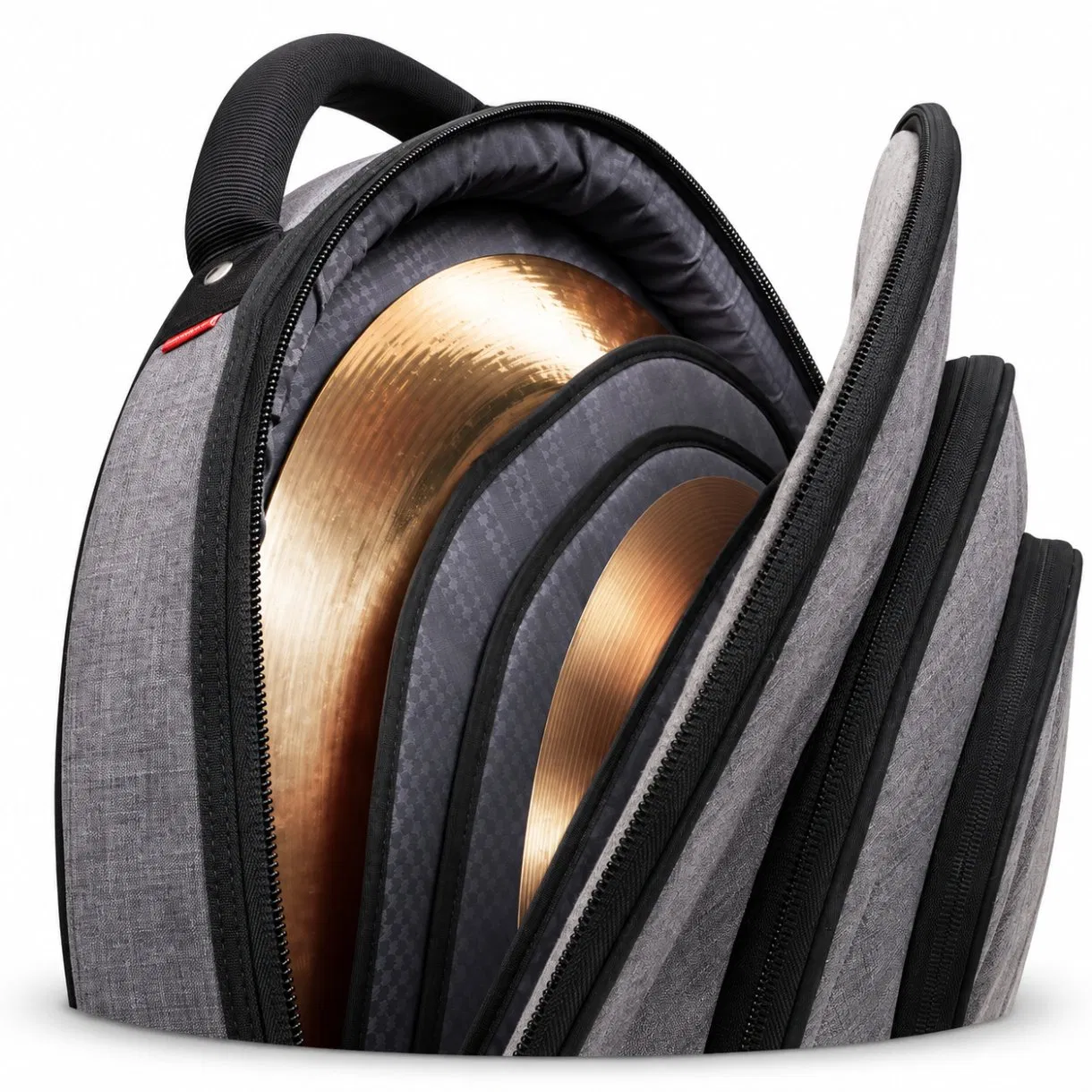 Custom Polyester Cymbal Carry Bag with Five Padded Sections and Zipper Closure