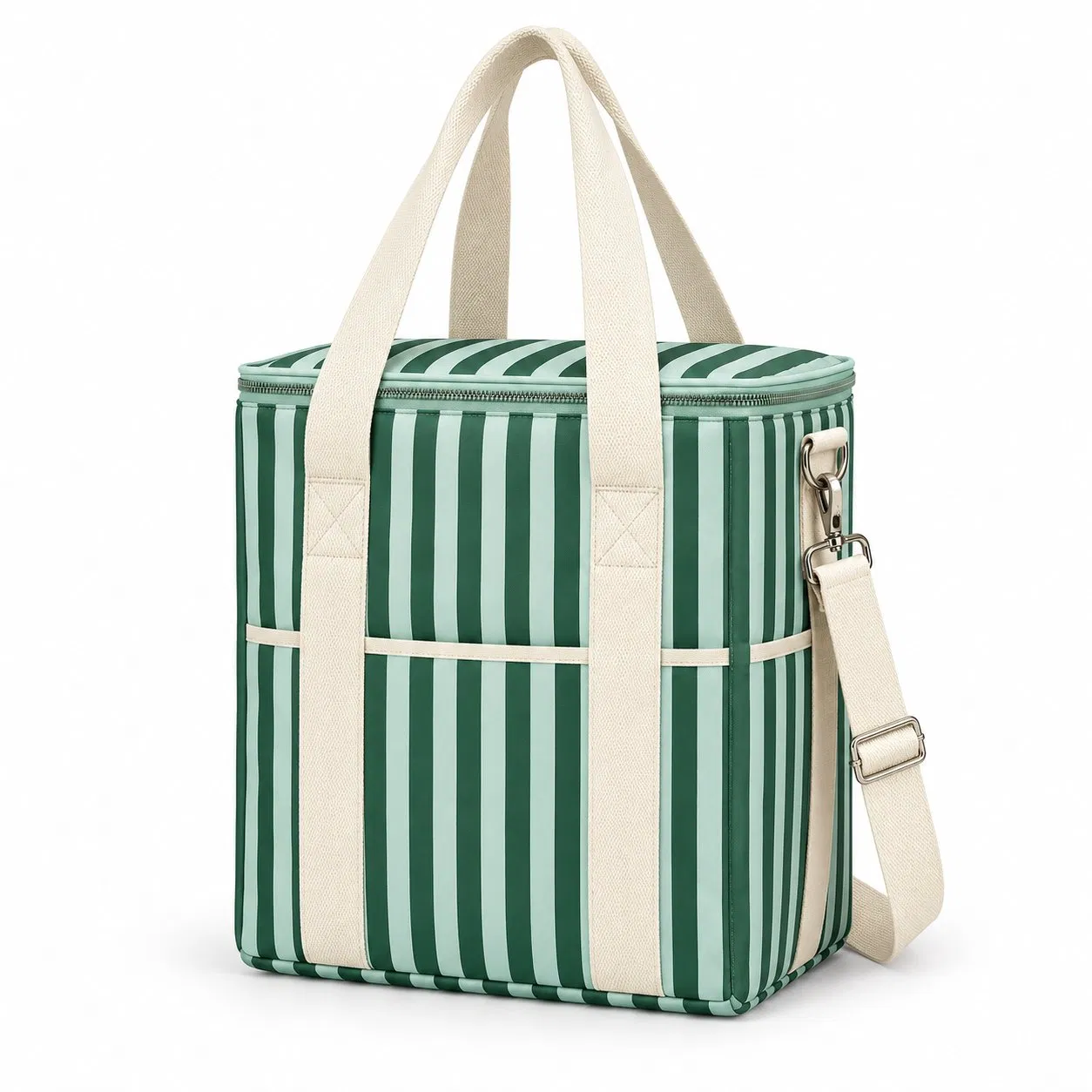 Custom Striped Canvas Insulated Lunch Cooler Bag