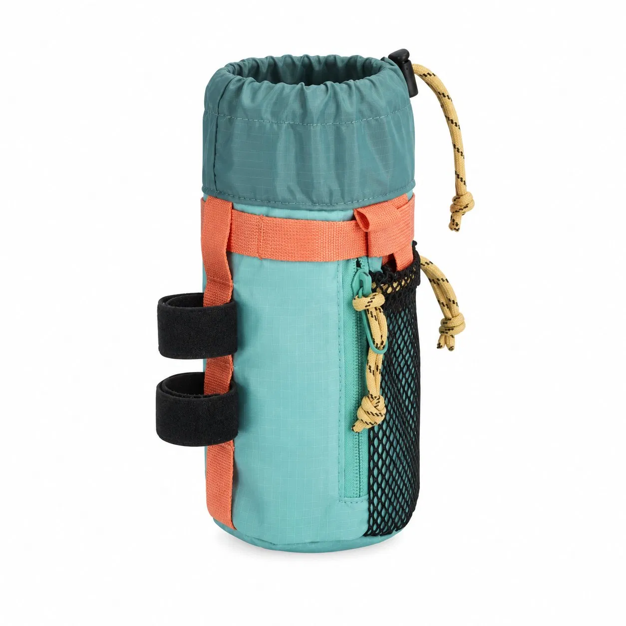 Custom Outdoor Hiking Water Bottle Carrier Pouch with Strap and Drawstring Top