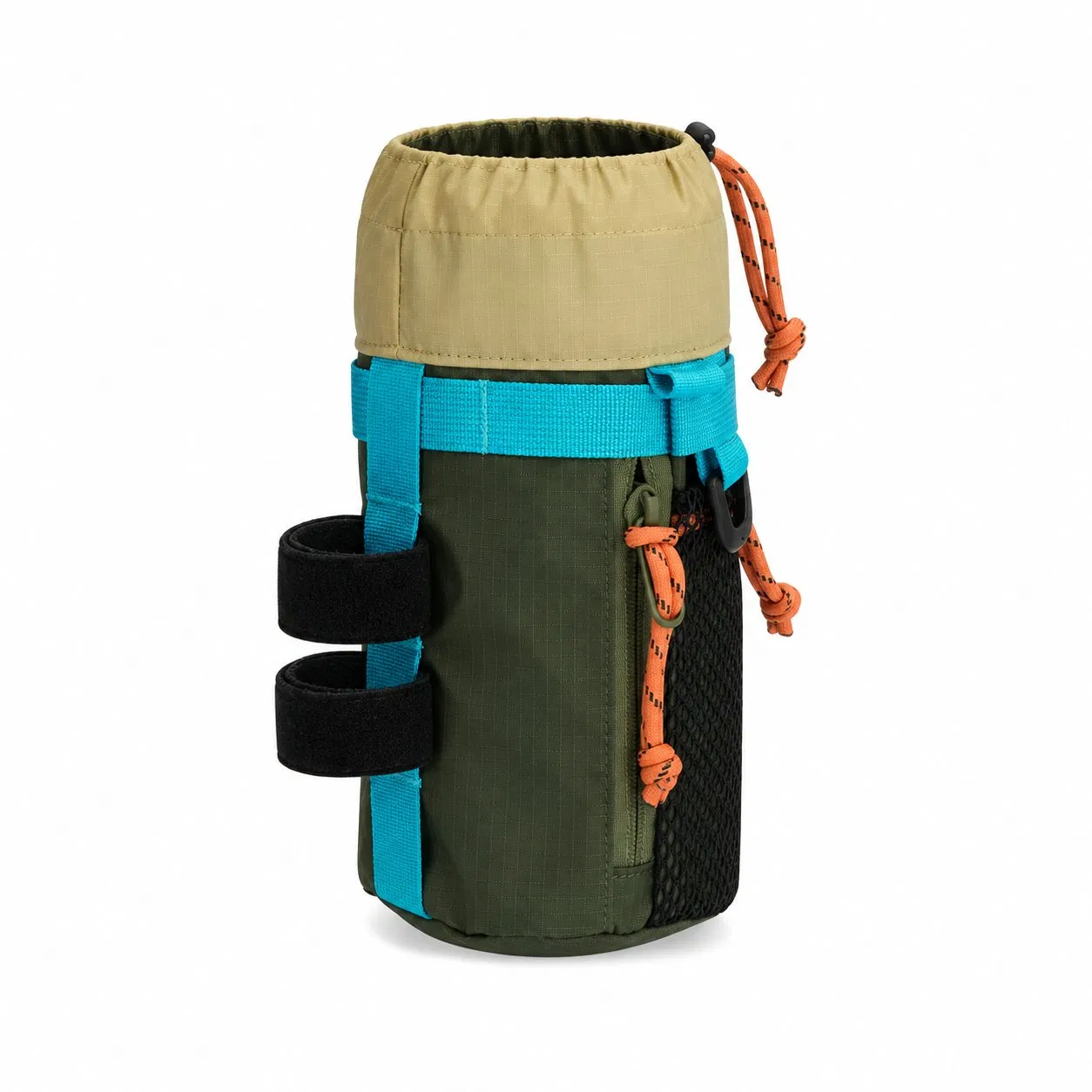 Custom Outdoor Hiking Water Bottle Carrier Pouch with Strap and Drawstring Top