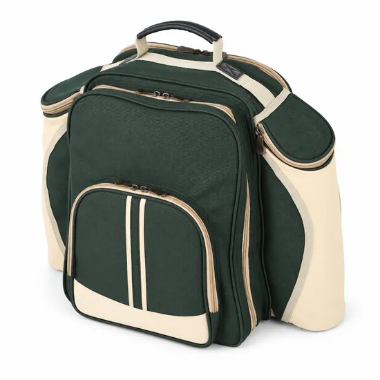 Custom Polyester Picnic Backpack with Cooler Compartment and Wine Bottle Holder