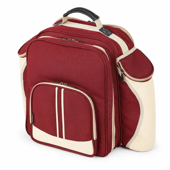 Custom Polyester Picnic Backpack with Cooler Compartment and Wine Bottle Holder