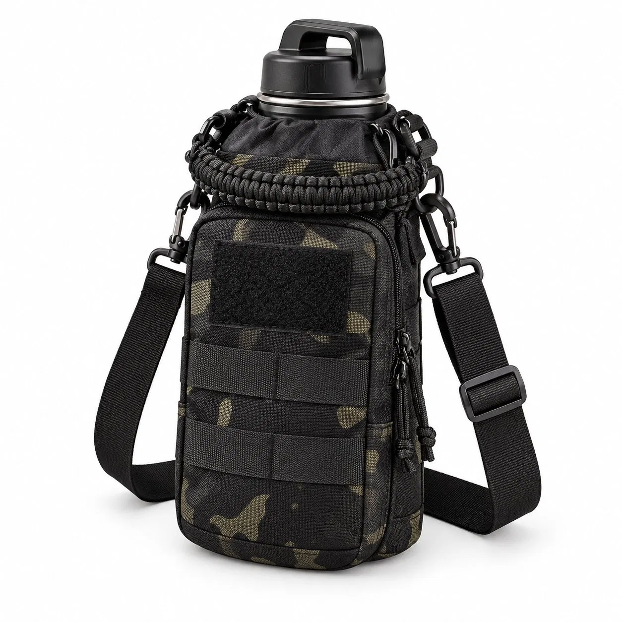 Custom Polyester Water Bottle Carrier Bag with Strap for Outdoor Travel