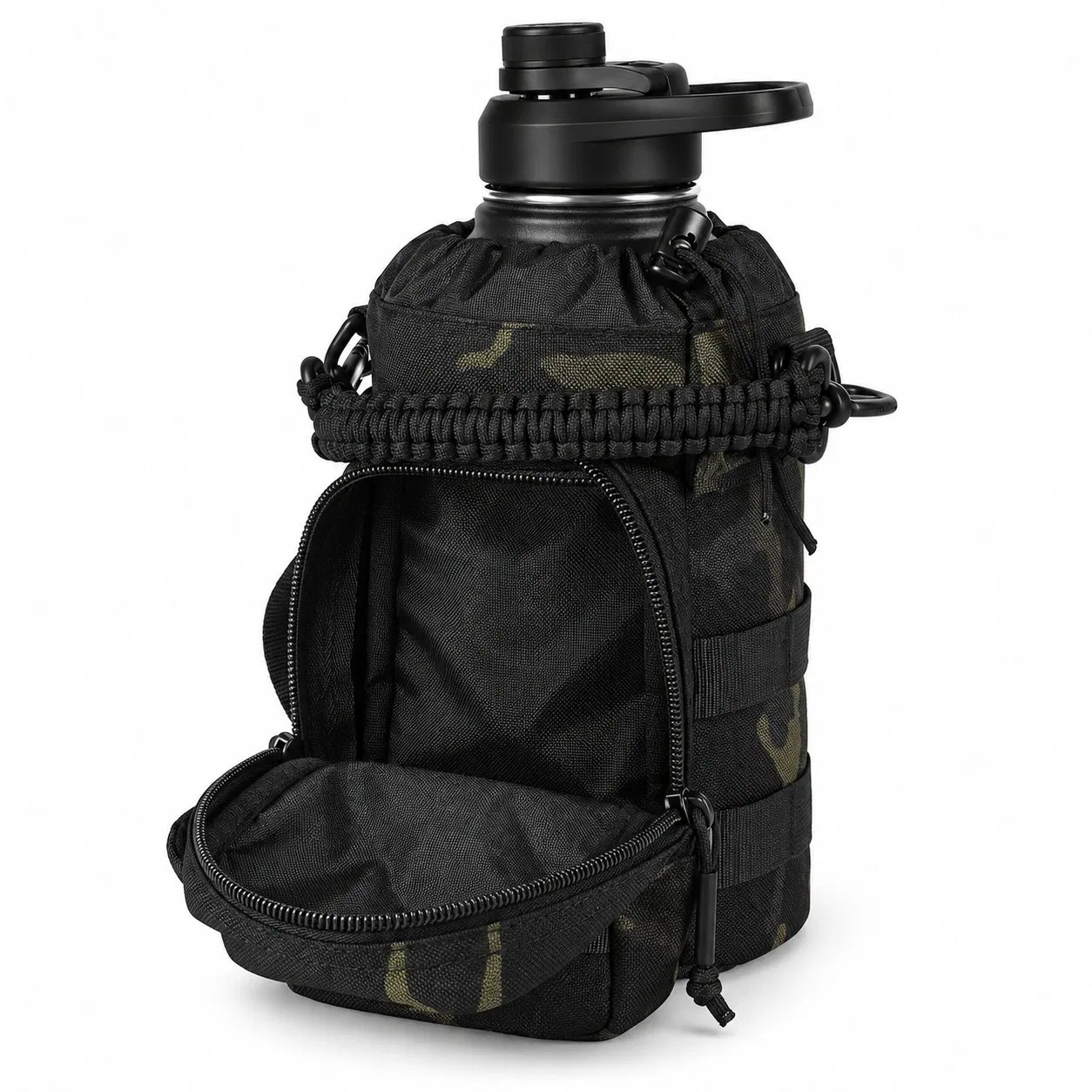 Custom Polyester Water Bottle Carrier Bag with Strap for Outdoor Travel