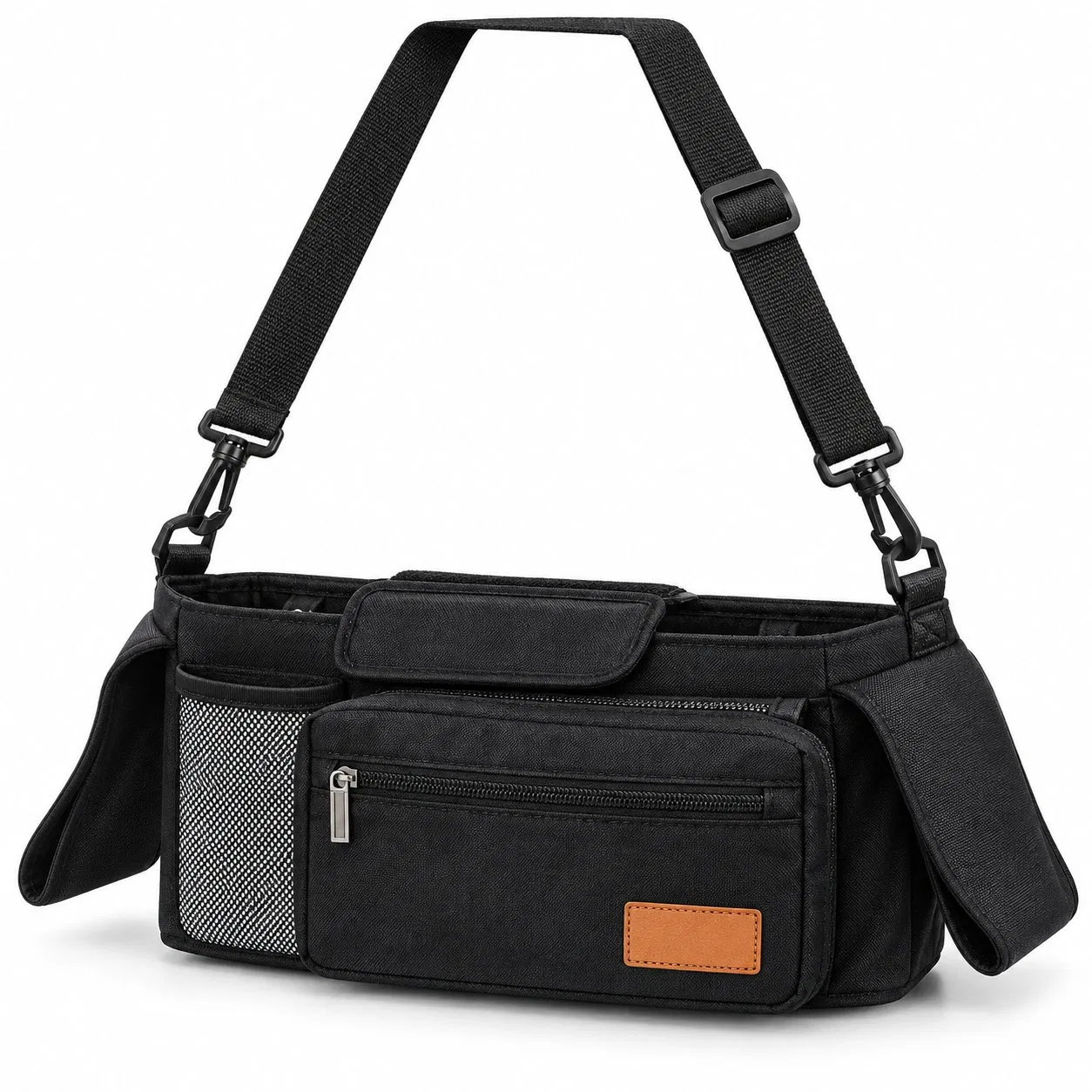 Custom Polyester Baby Stroller Organizer Caddy Bag with Cup Holder