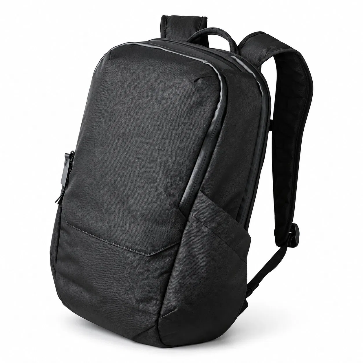 Black Polyester Laptop Backpack with Orange Interior Organizer for Travel