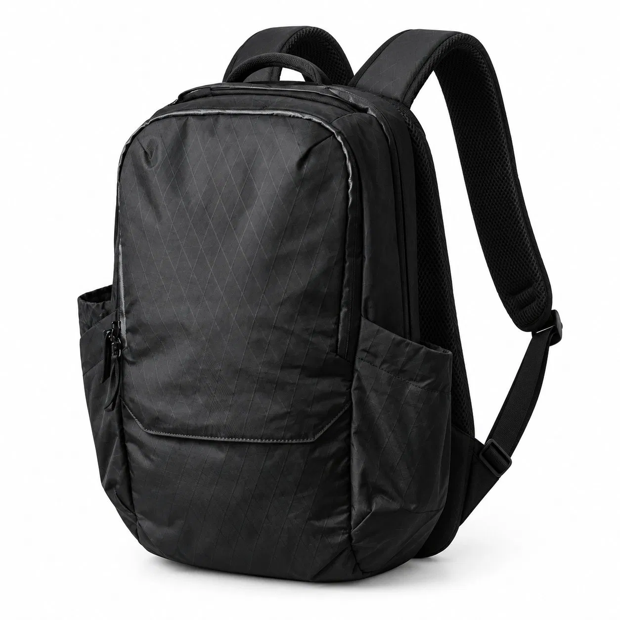 Black Polyester Laptop Backpack with Orange Interior Organizer for Travel