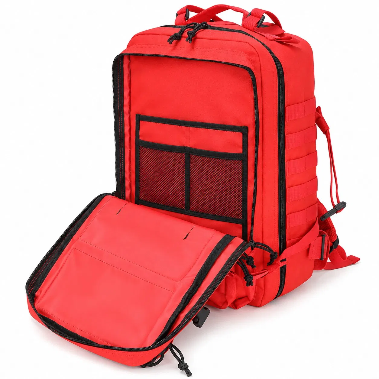 Red Polyester Tactical Backpack for Outdoor Hiking and Travel