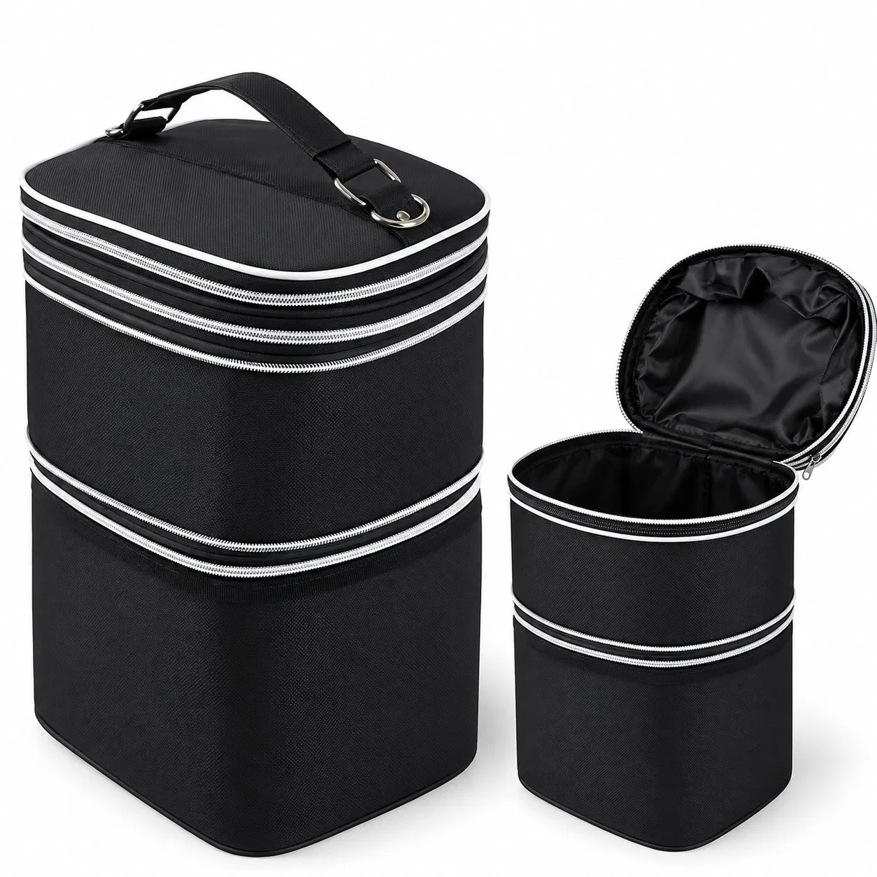 Custom Three Layer Wig Storage Carry Bag with Zipper