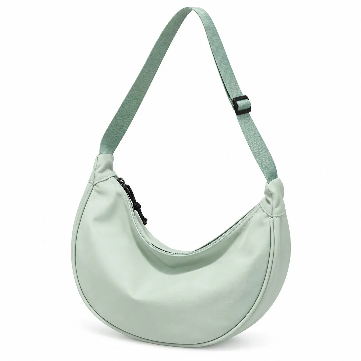 Nylon Quilted Dumpling Crossbody Shoulder Bag with Adjustable Strap