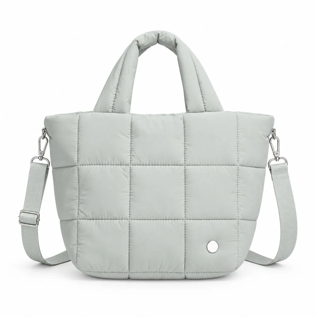 Custom Women Quilted Grid Nylon Puffer Shoulder Handbag with Zipper