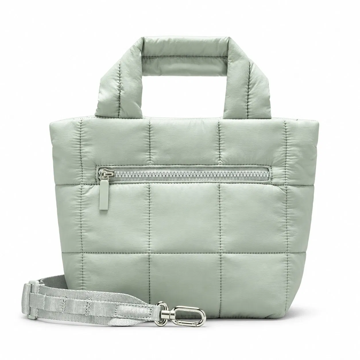 Custom Women Quilted Grid Nylon Puffer Shoulder Handbag with Zipper
