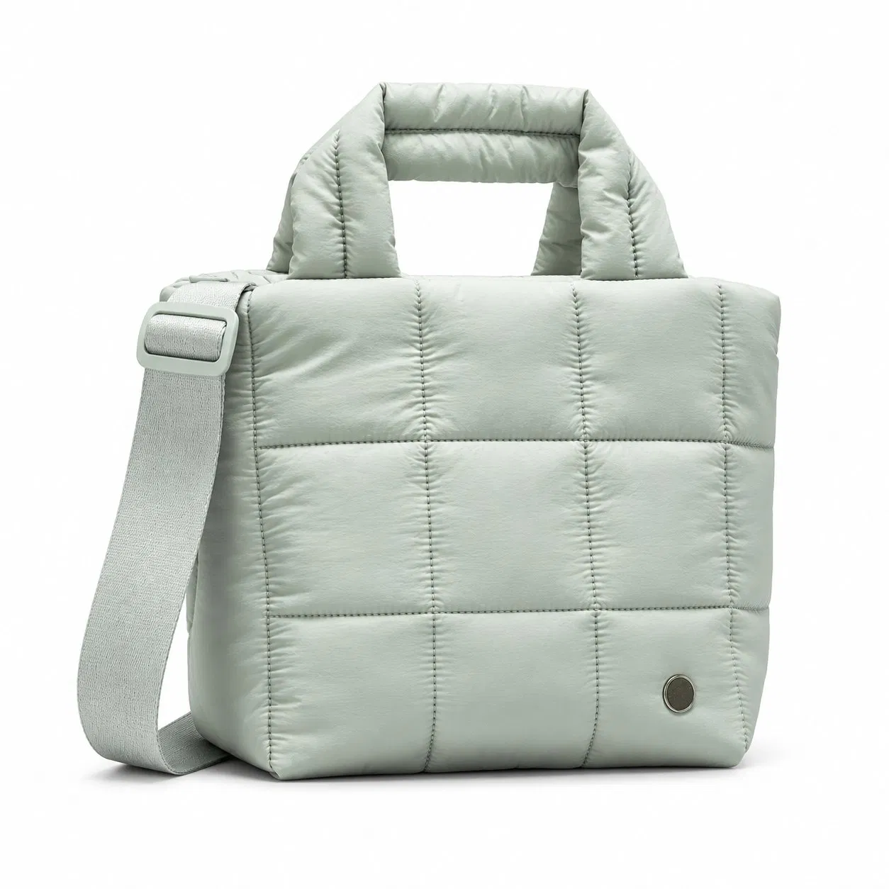 Custom Women Quilted Grid Nylon Puffer Shoulder Handbag with Zipper