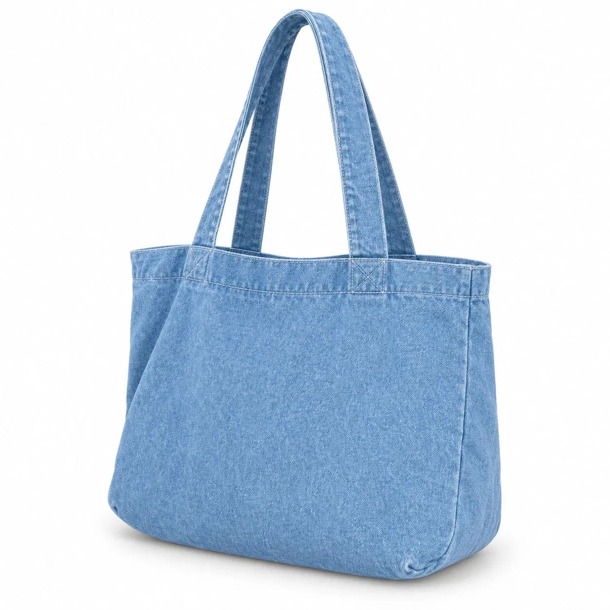 Custom Logo Vintage Denim Style Canvas Shoulder Tote Bag