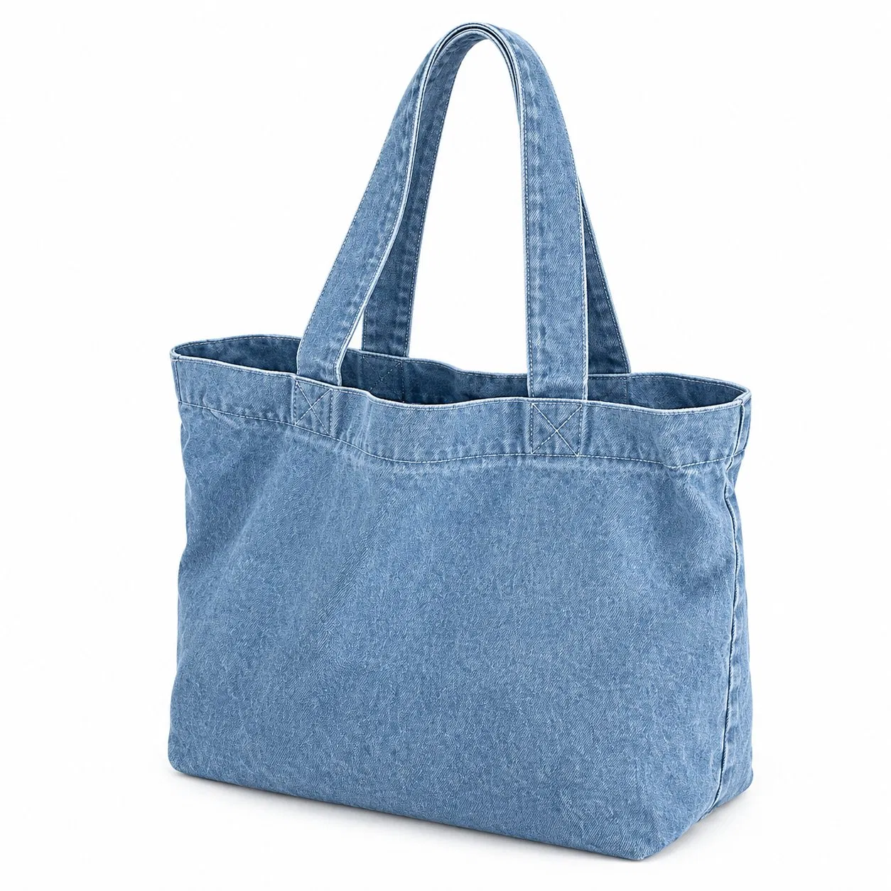 Custom Logo Vintage Denim Style Canvas Shoulder Tote Bag