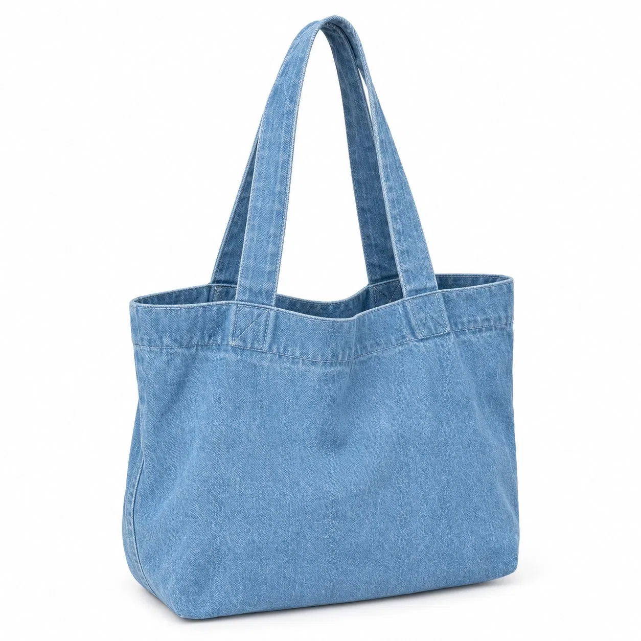 Custom Logo Vintage Denim Style Canvas Shoulder Tote Bag