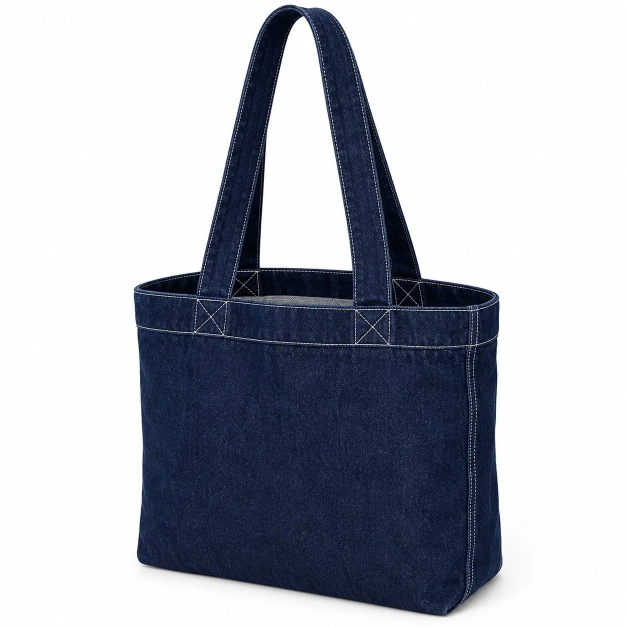 Custom Logo Vintage Denim Style Canvas Shoulder Tote Bag