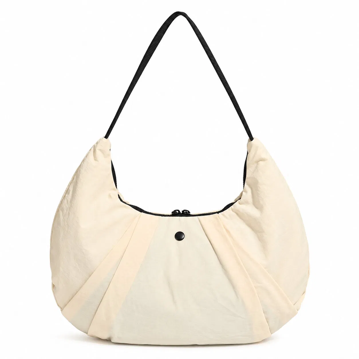 Custom Logo Pleated Crescent Nylon Shoulder Hobo Bag