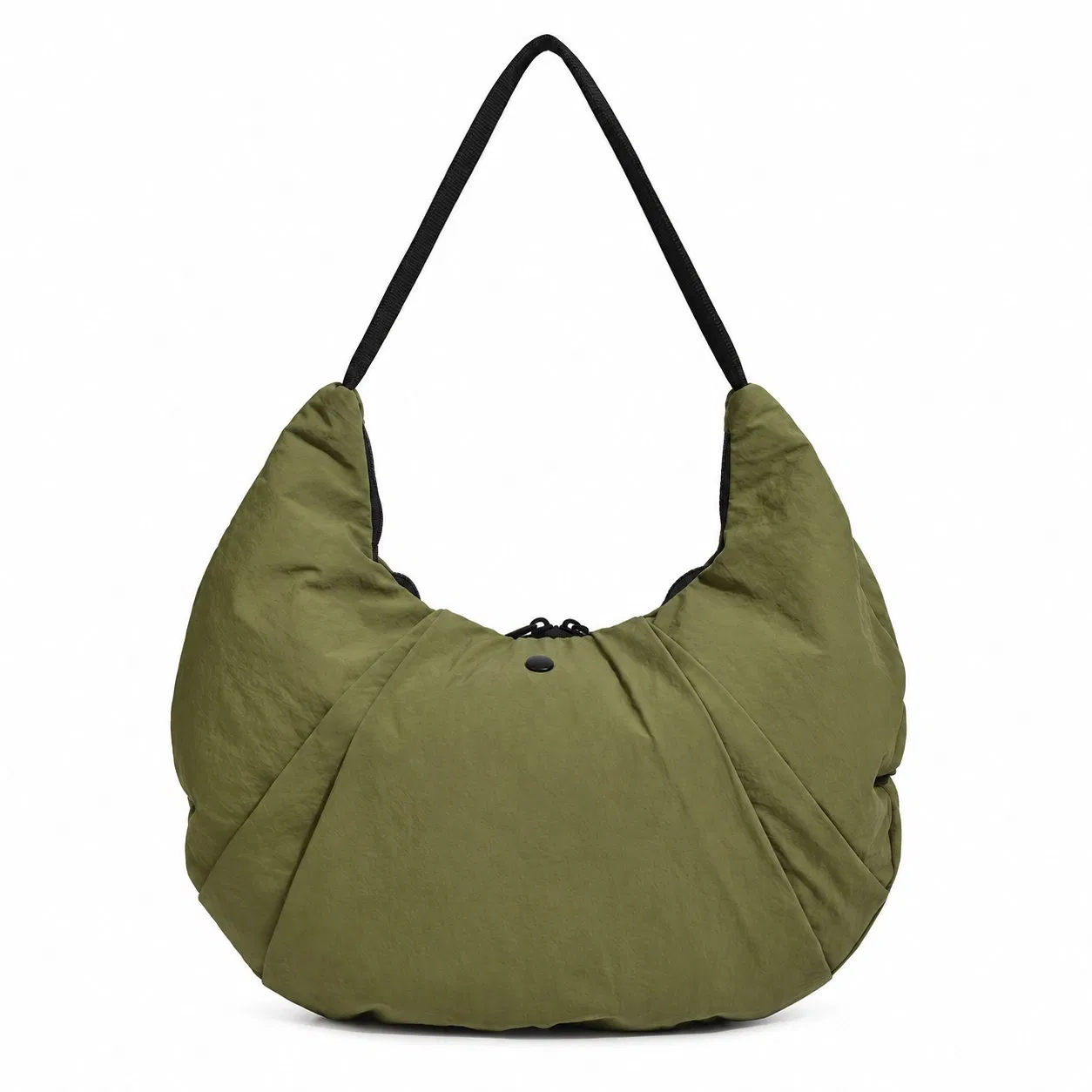 Custom Logo Pleated Crescent Nylon Shoulder Hobo Bag