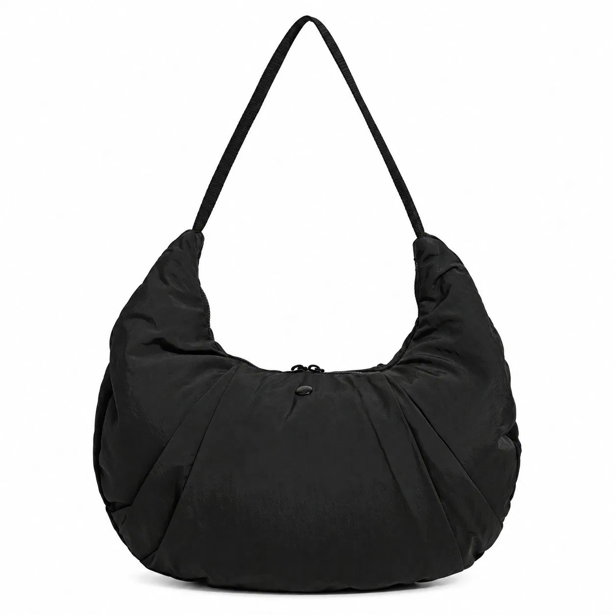 Custom Logo Pleated Crescent Nylon Shoulder Hobo Bag