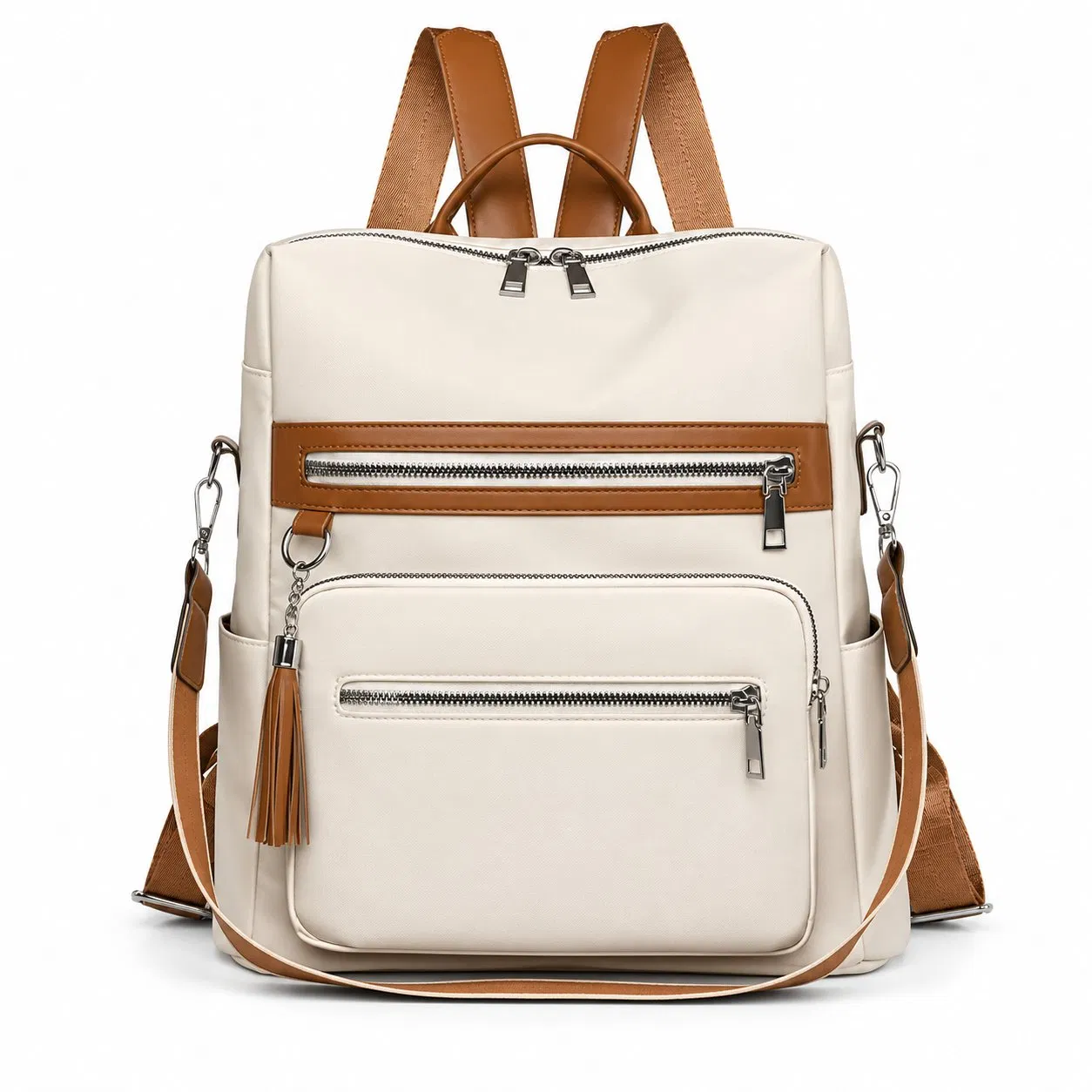 Custom Logo Women Tassel Multi Pocket Convertible Travel Backpack