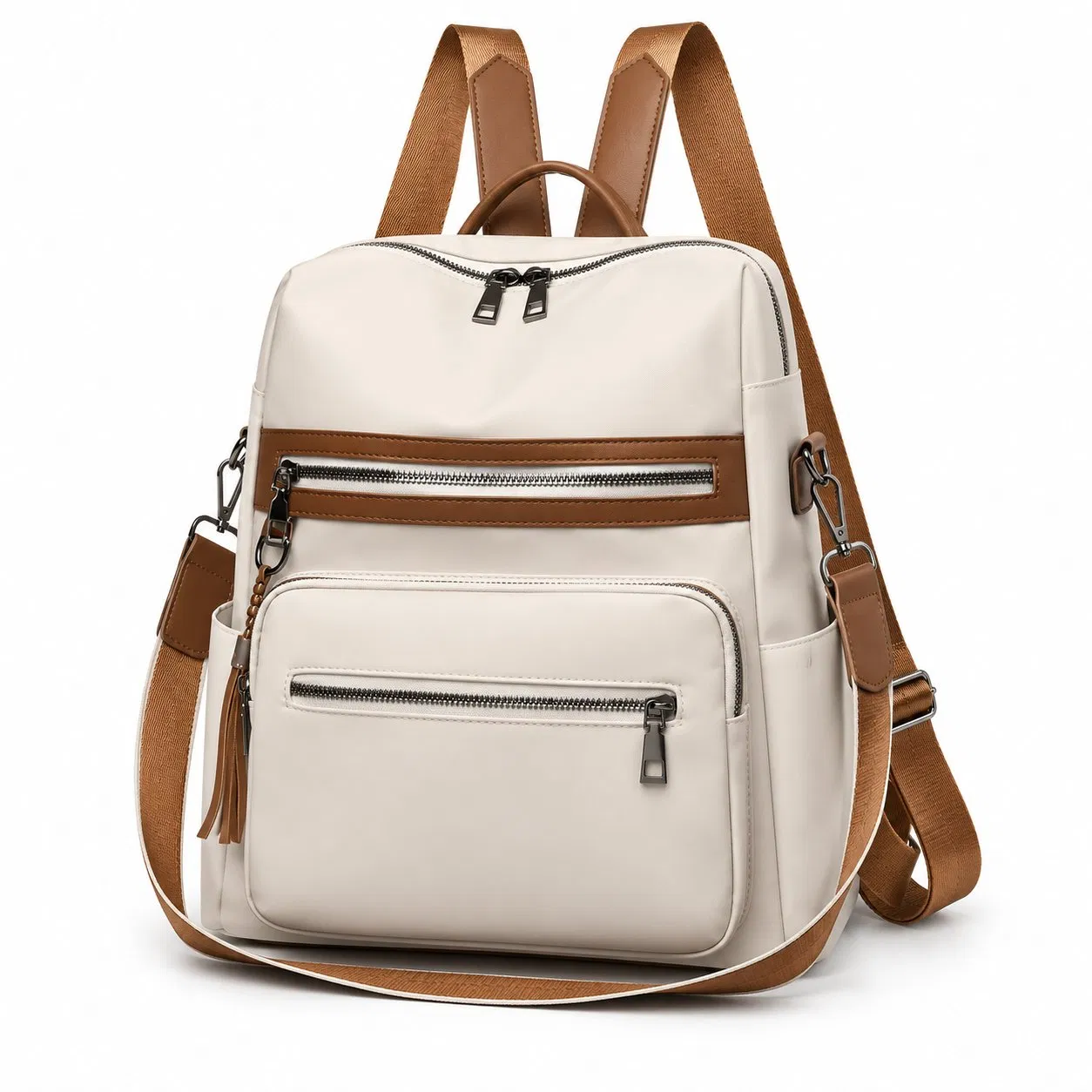 Custom Logo Women Tassel Multi Pocket Convertible Travel Backpack
