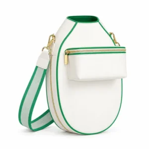 Custom Faux Leather Pickleball Paddle Carry Bag with Shoulder Strap