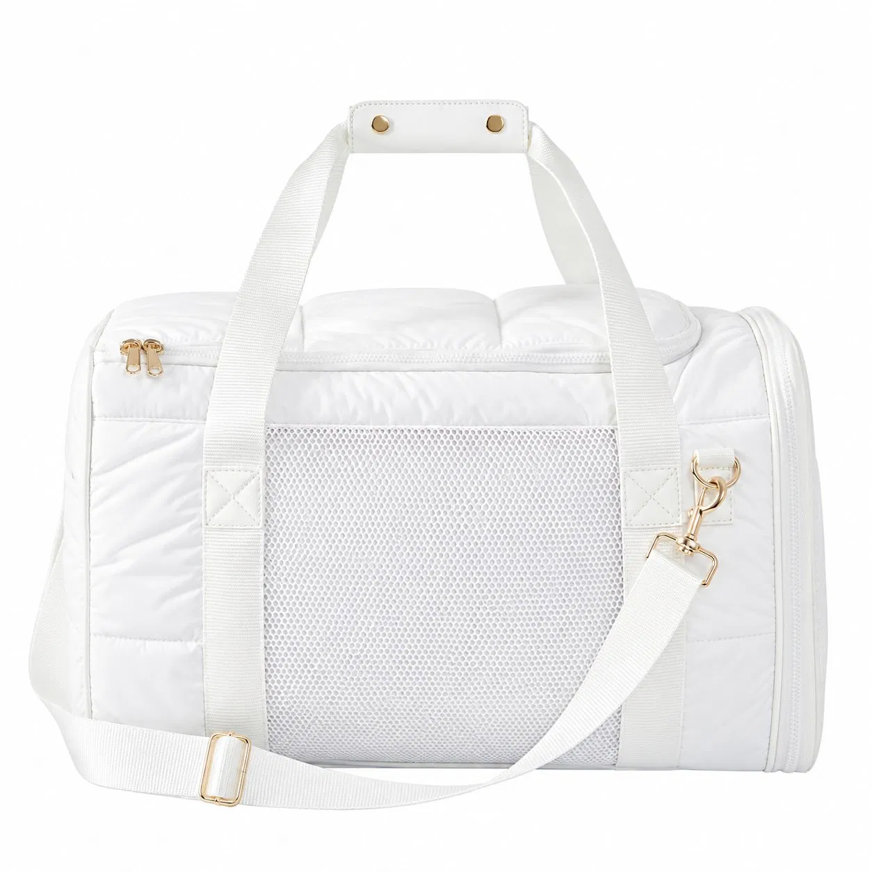 Custom Quilted Polyester Pet Carrier with Mesh Sides and Removable Washable Cushion