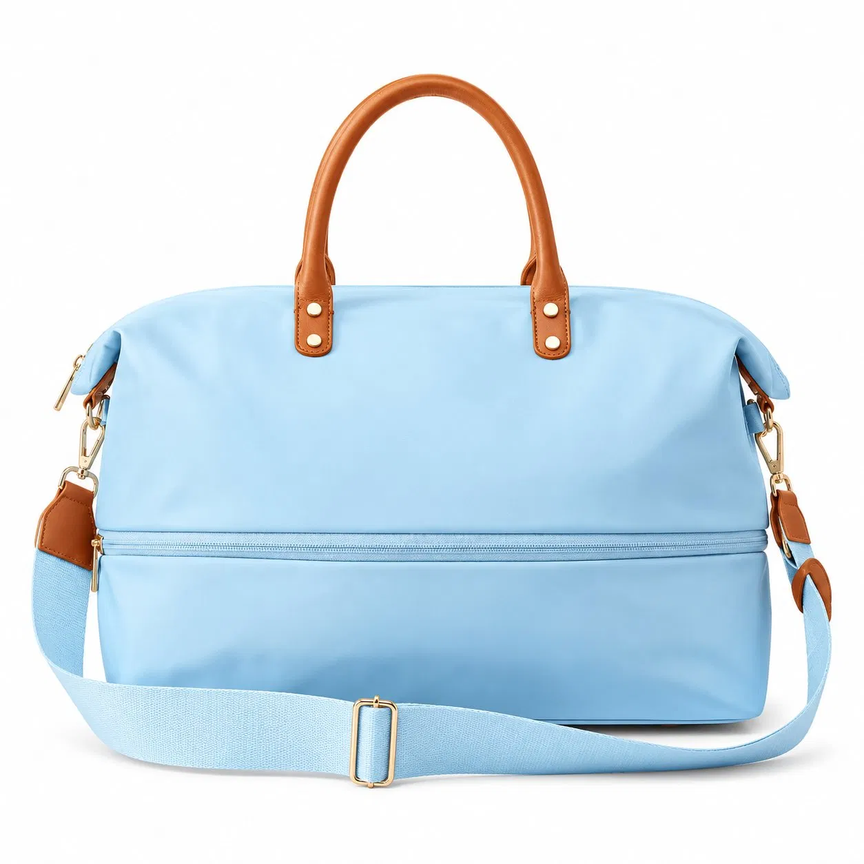Custom Expandable Travel Tote with Trolley Sleeve and Adjustable Crossbody Strap