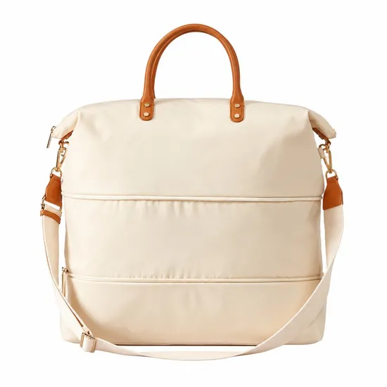 Custom Expandable Travel Tote with Trolley Sleeve and Adjustable Crossbody Strap