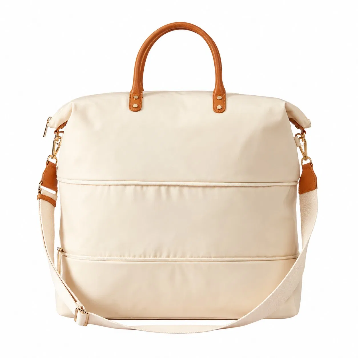 Custom Expandable Travel Tote with Trolley Sleeve and Adjustable Crossbody Strap