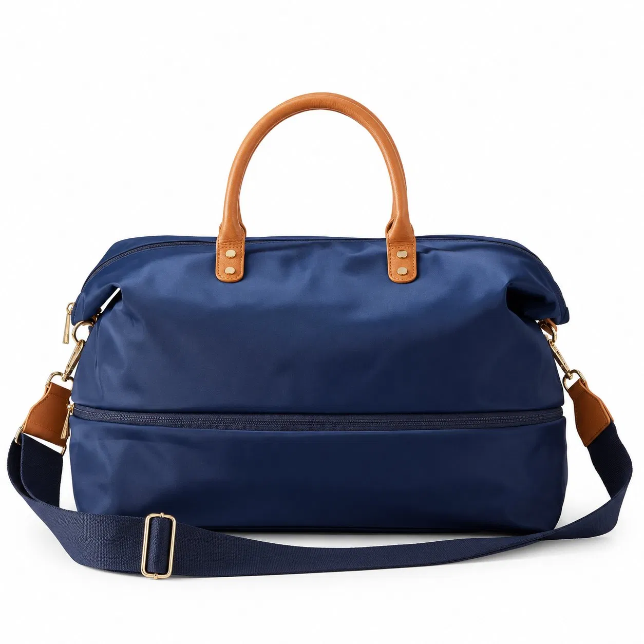 Custom Expandable Weekender Tote with Multiple Pockets and Adjustable Shoulder Strap