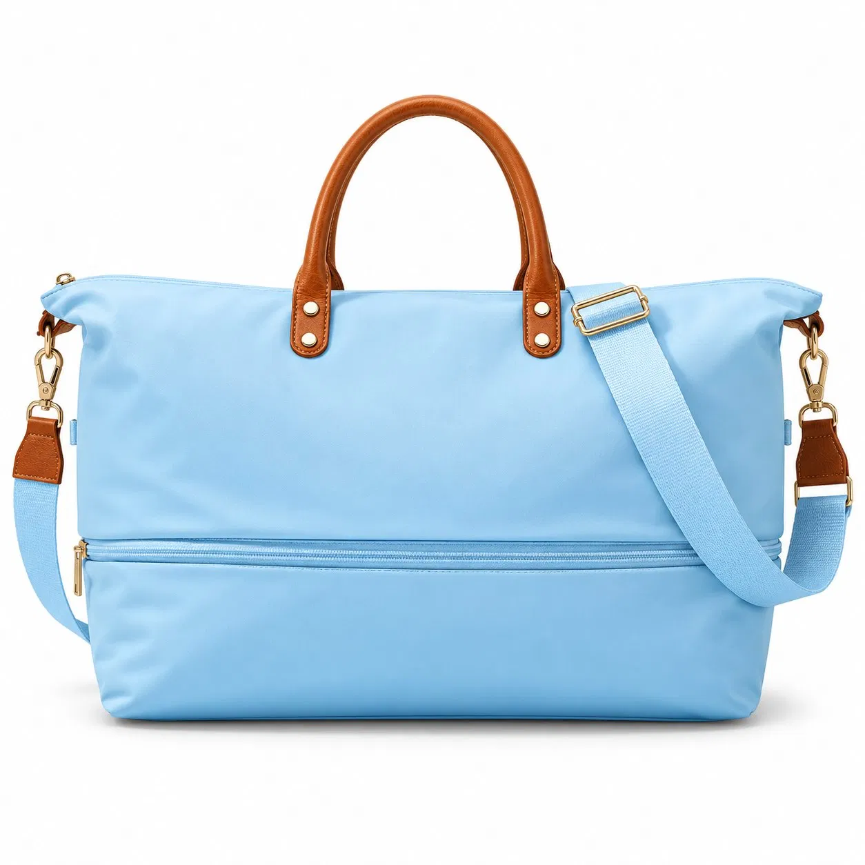 Custom Expandable Weekender Tote with Multiple Pockets and Adjustable Shoulder Strap