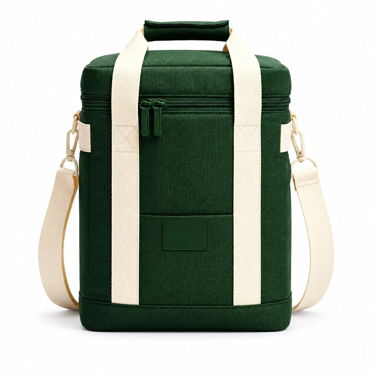 Custom Insulated Picnic Cooler Bag with Webbing Carry Handles and Zipper Closure
