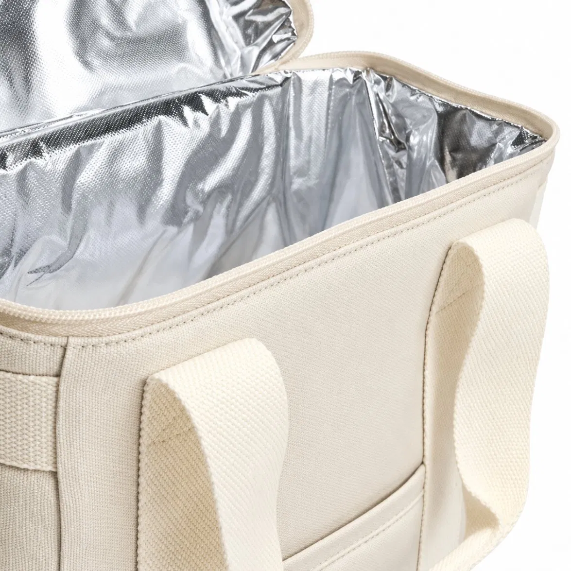 Custom Insulated Picnic Cooler Bag with Webbing Carry Handles and Zipper Closure
