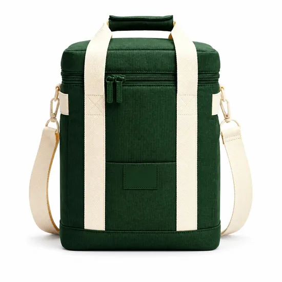 Custom Insulated Picnic Cooler Bag with Webbing Carry Handles and Zipper Closure