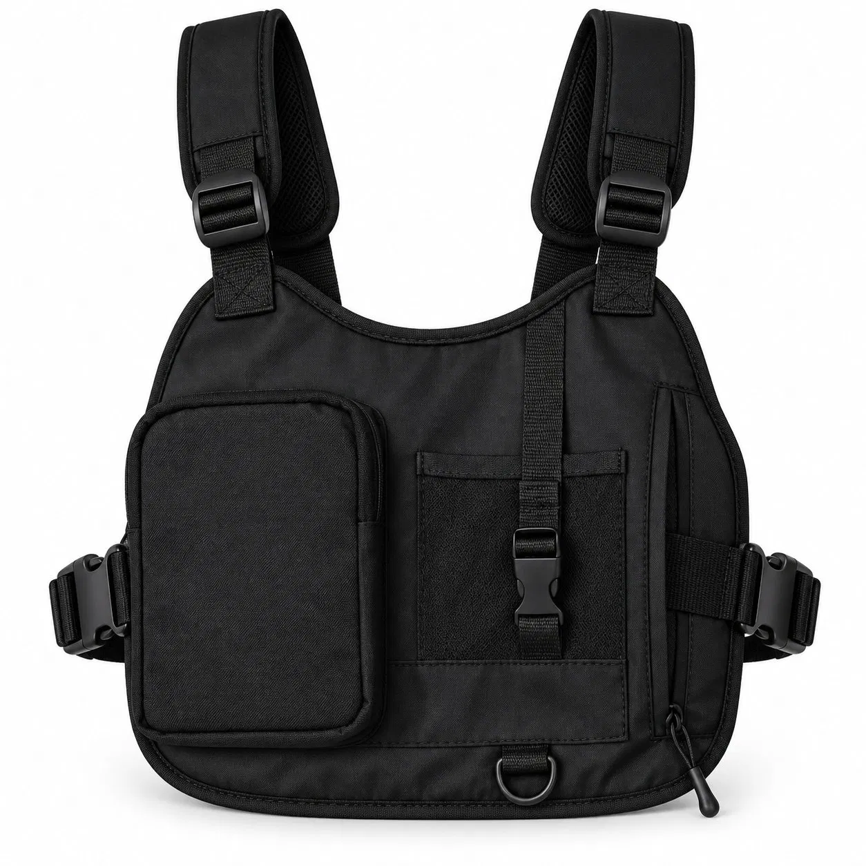 Custom Adjustable Polyester Sports Chest Harness Bag with Storage Compartments and Key Hook