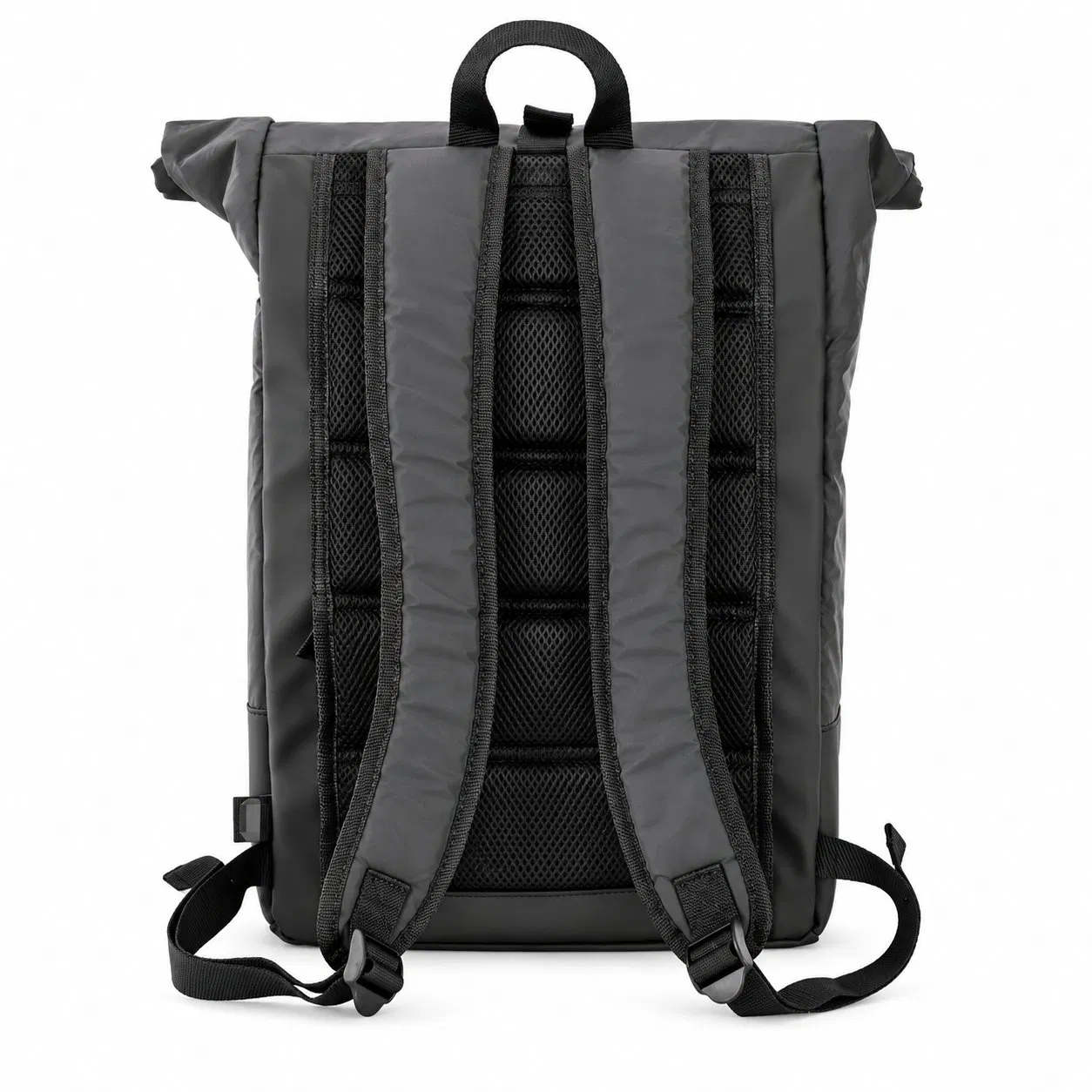 Custom Roll Top Travel Laptop Backpack with Padded Compartment and Side Pockets