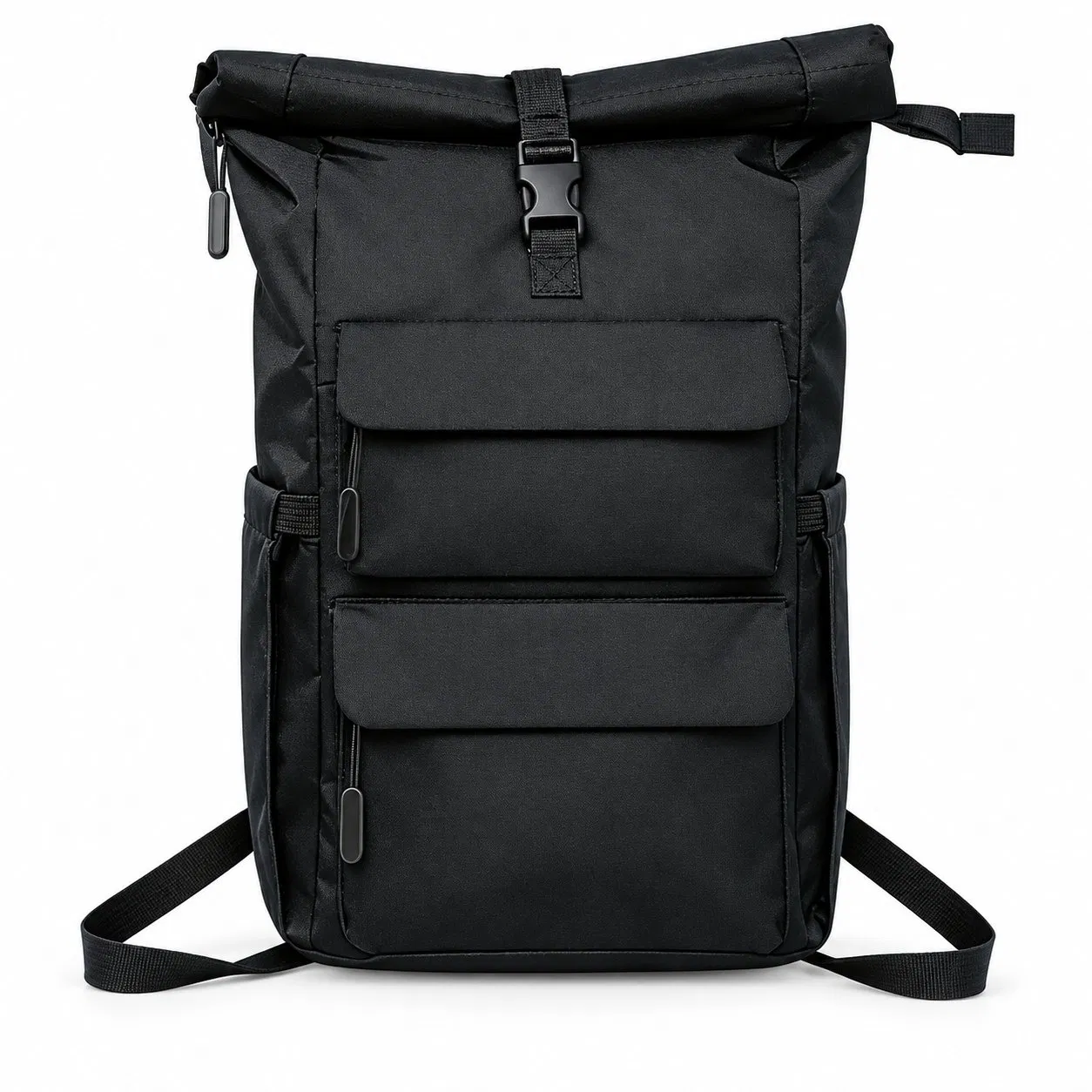 Custom Roll Top Travel Laptop Backpack with Padded Compartment and Side Pockets