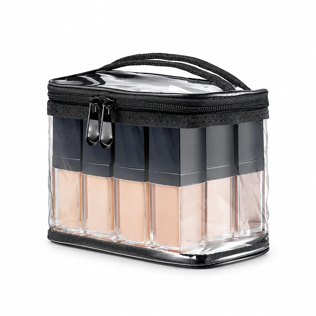 Custom Transparent PVC Cosmetic Travel Bag with Zipper and Soft Handle