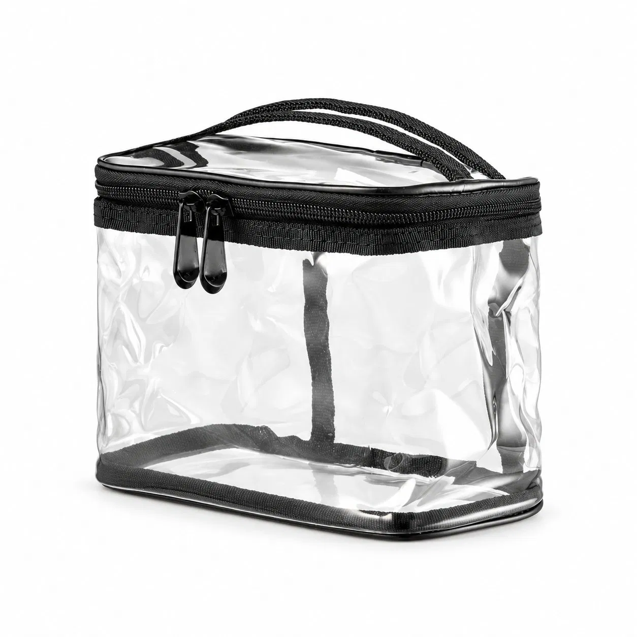 Custom Transparent PVC Cosmetic Travel Bag with Zipper and Soft Handle