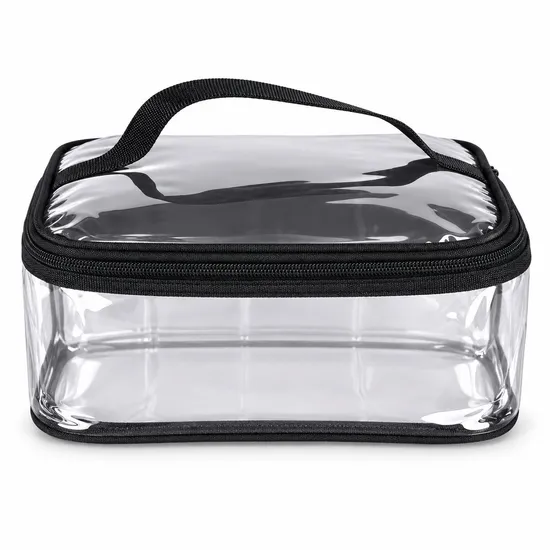 Custom Transparent PVC Cosmetic Travel Bag with Zipper and Soft Handle