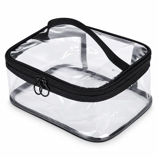 Custom Transparent PVC Cosmetic Travel Bag with Zipper and Soft Handle